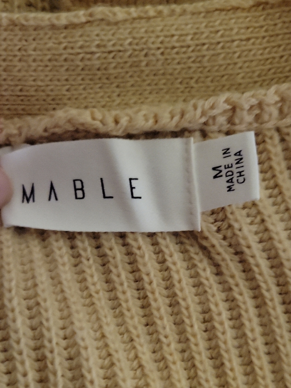 Mable Rib-Knit Front-Tie Maxi Sweater Dress Sz. M Beige - Picture 6 of 8
